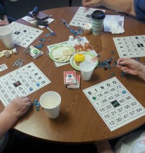 Bingo cards on a table