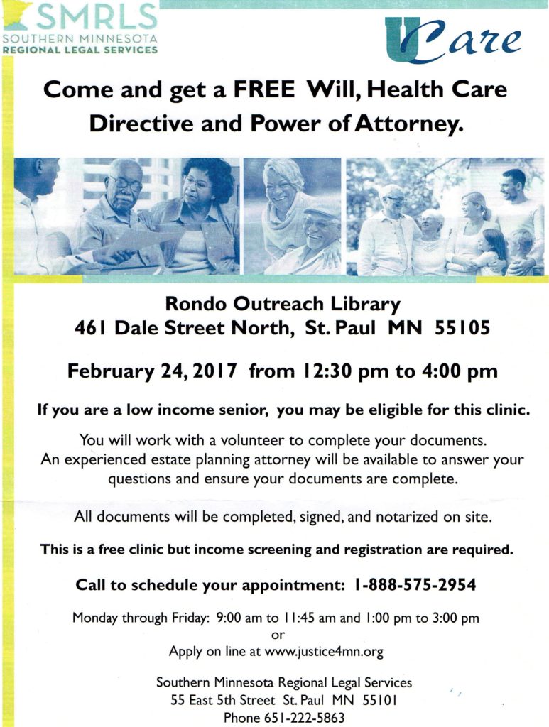 Flyer for a legal clinic
