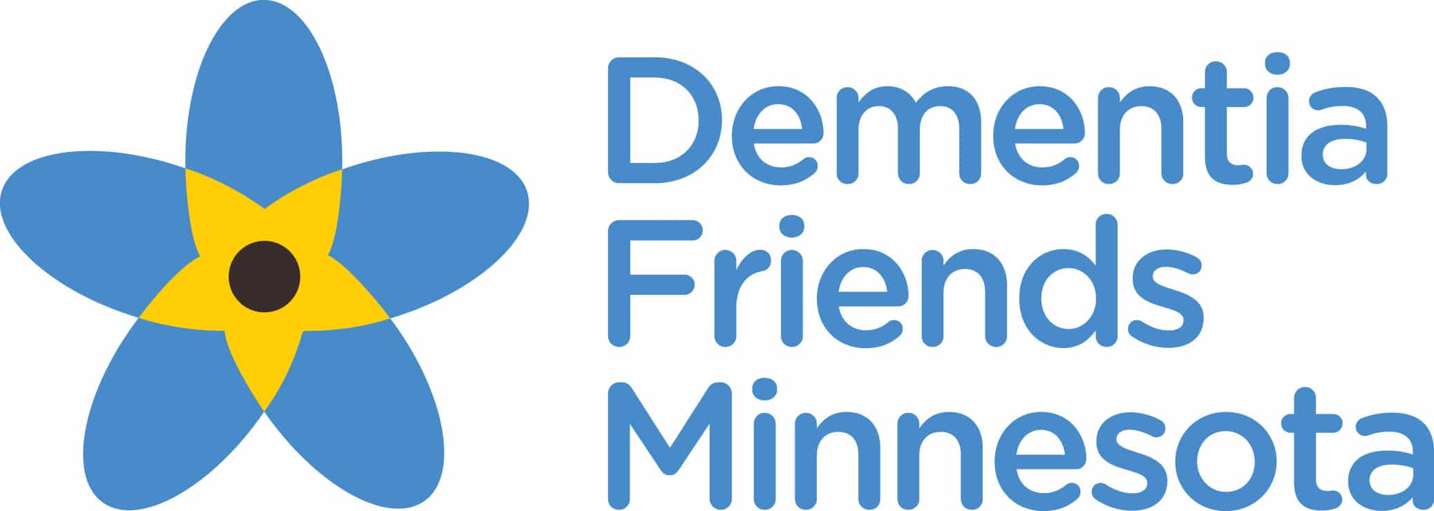 Dementia Friends Minnesota Logo. Blue and yellow flower.